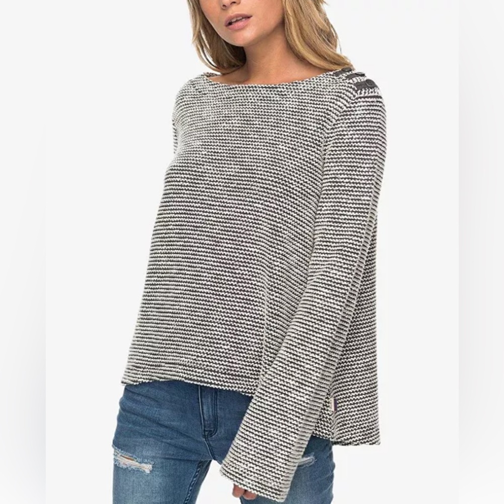 Roxy Free Thinking Button-Trim Crop Sweater